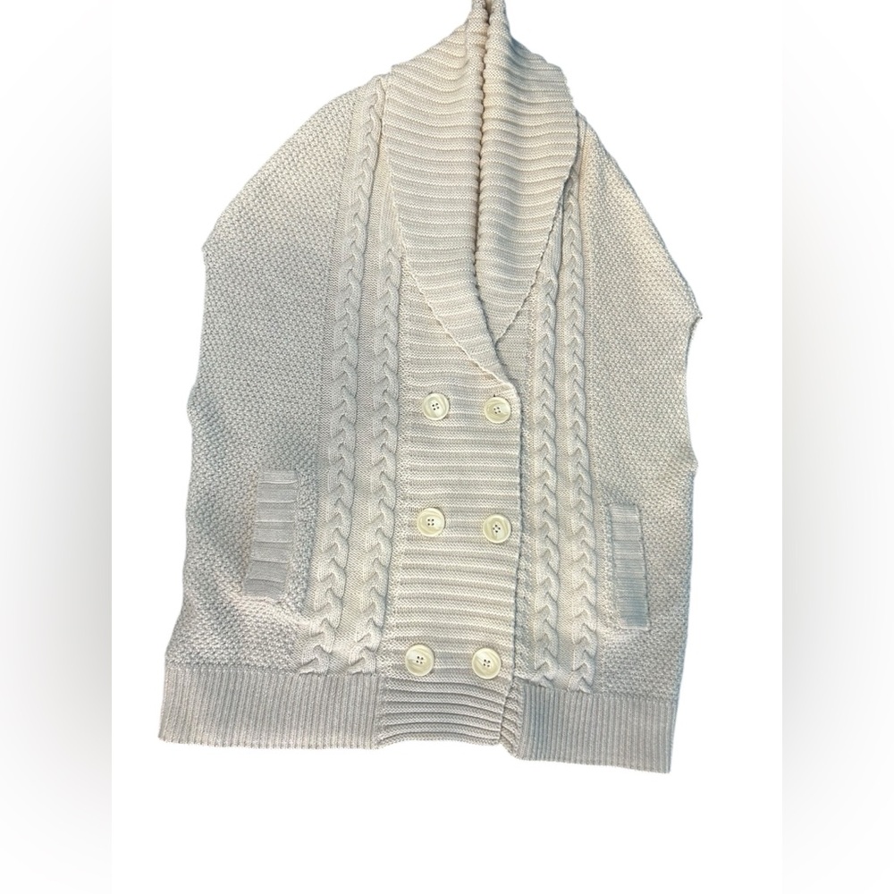 Joie 100% Merino Wool Cable Knit Button Front Sweater Vest Lapel Color Size M